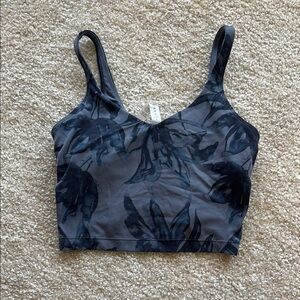 Lululemon Athletica Black Leaf Print Crop Top
